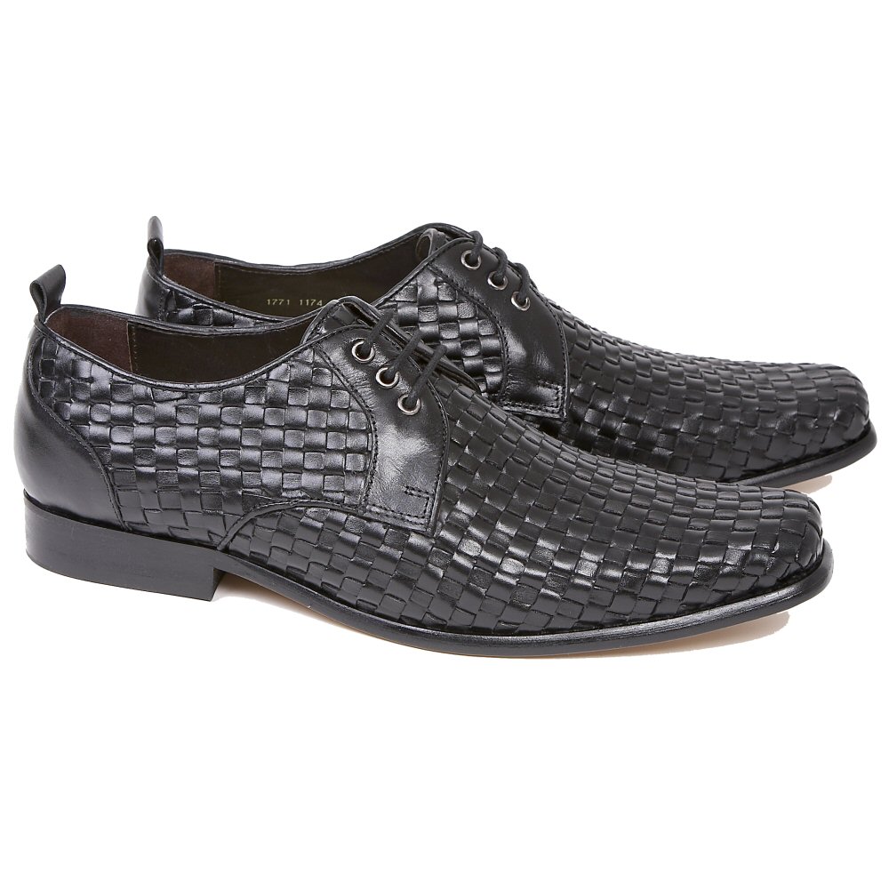 Delicious Junction Mod 60's Retro Lace Up Real Basket Weave Shoe Black